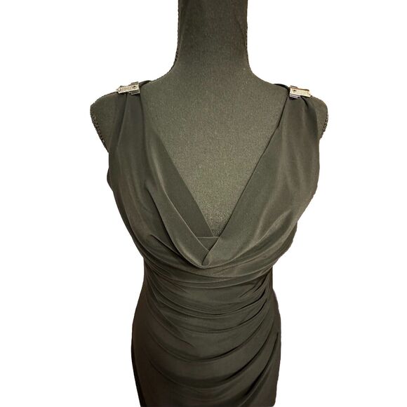 Ralph Lauren Dresses & Skirts - Ralph Lauren Dress 6 Little Black Dress Ruched Art Deco Rhinestones Office Foxy